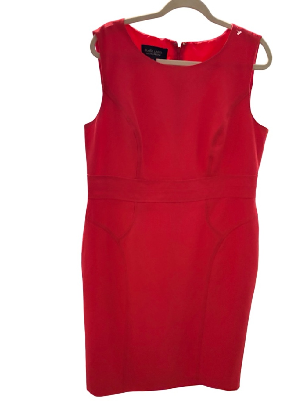 Black Label by Evan Picone Red Sleeveless Sheath Midi Dress